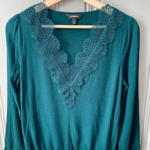 Express Lace Trim V-neck Top